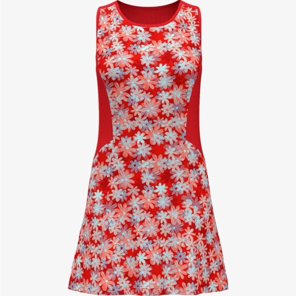 PGA Tour Apparel Playful Red Floral Print Sleeveless Golf Dress Size L EUC - Picture 4 of 7